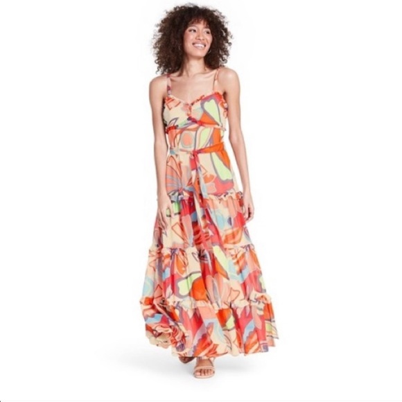 ALEXIS Mixed Floral Tiered Ruffle Maxi Dress Sz 1x - Picture 2 of 3